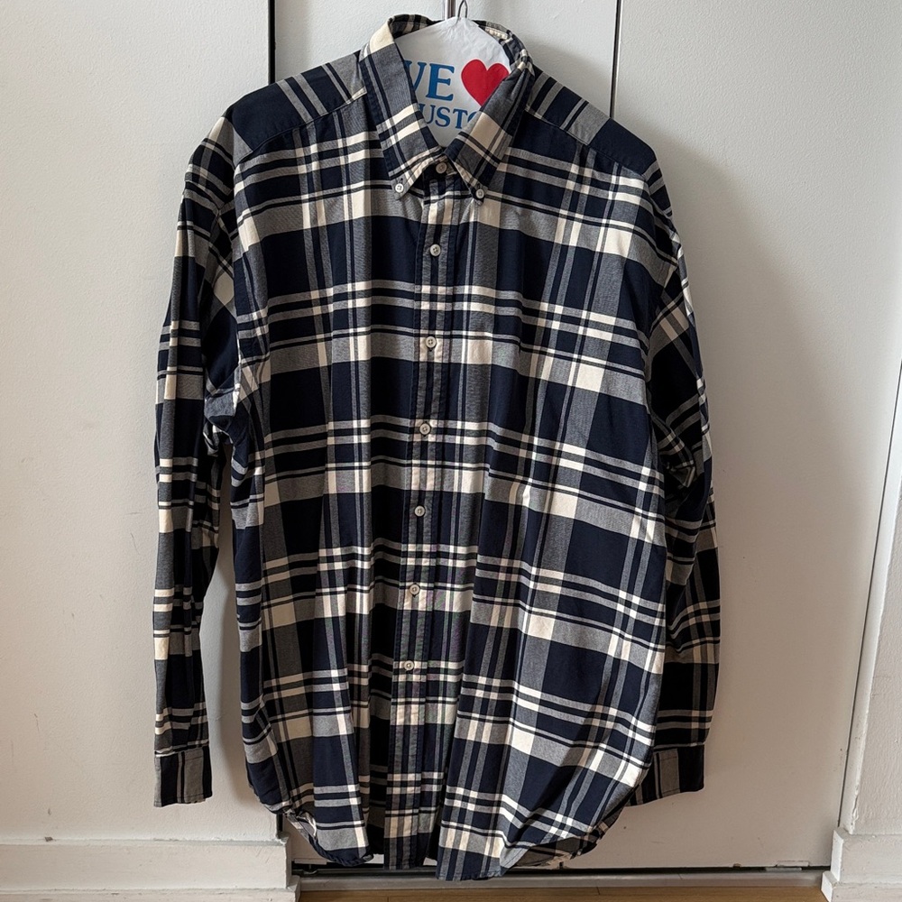 Ralph Lauren Navy and Cream Plaid Shirt